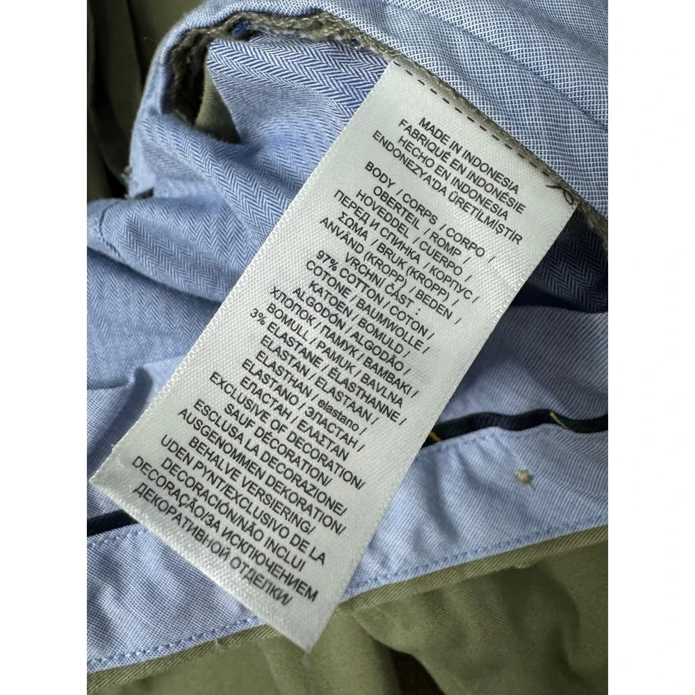 Polo Ralph Lauren Mens Stretch Slim Fit Chino Pants Olive Green 38/32 Trousers